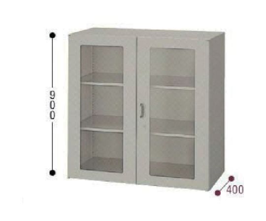 ナイキ（NAIKI） ガラス両開き書庫　W899×D400×H900 1個 NWS-0909KG-AW【大型商品の為代引不可】