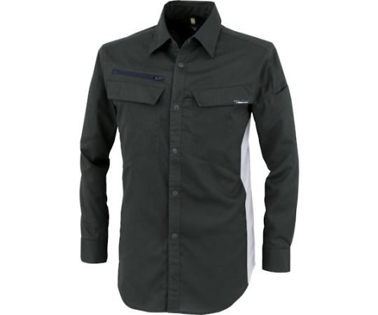 ジーベック 裏綿ストレッチ長袖シャツ クロ L 1着 1513-90-L
