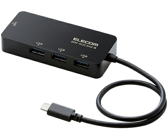 エレコム 有線LANアダプタ Giga対応 USB3.1 Type-C USBハブ付 ブラック 1個 EDC-GUC3H2-B