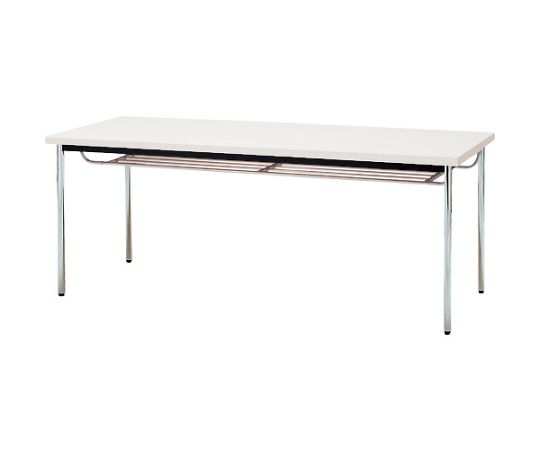 藤沢工業 ミーティングテーブル　丸脚棚付　1500X600mm　ホワイト 1台 TD-1560TM WH【大型商品の為代引不可】