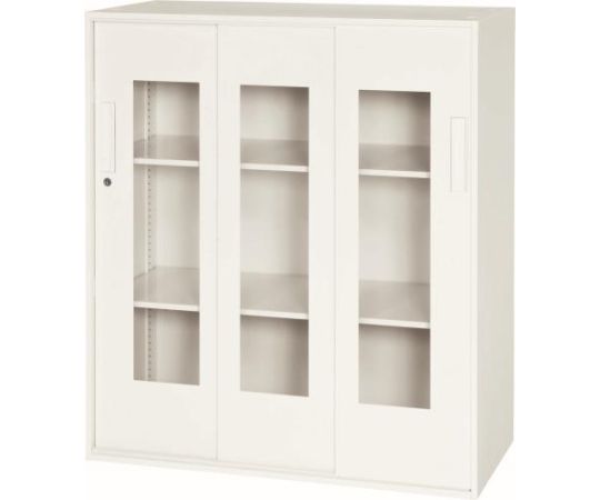 エスコ 900x450x1030mm 収納庫(3枚引き戸/ｱｸﾘﾙ戸) 1台 EA954DJ-38