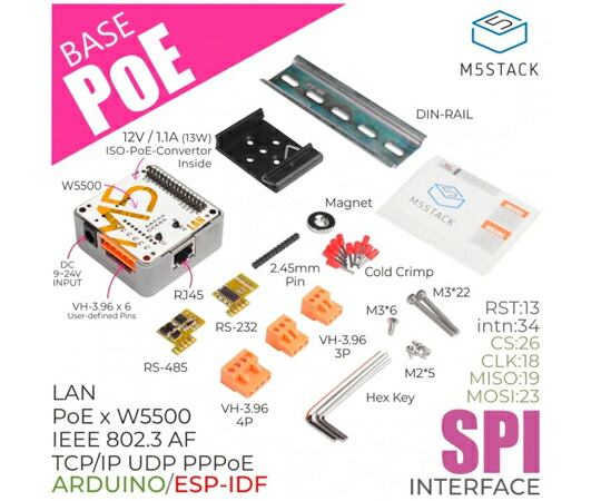 M5Stack M5Stack用ローカルエリアネットワークモデュール（W5500積み上げる、PoE相応う） 1個 M5STACK-K012-C-V12