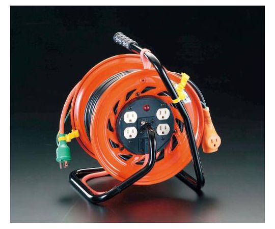 エスコ AC125V/15A/30m ｺﾝｾﾝﾄ固着させるﾘｰﾙ(元置型ｱｰｽ付) 1台 EA815DA-12