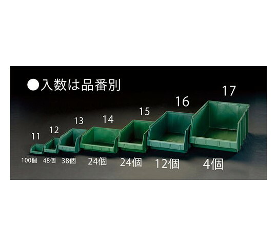 エスコ 213x350x165粍 ﾊﾟｰﾂﾄﾚｰ(重ね置型･緑/ 24個) 1組 EA661コマーシャル-15