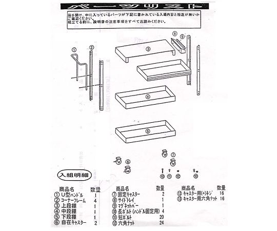エスコ 720x410x853粍/ 3段 物の具手押し車 1台 EA956AD 衛生日用品・衛生医療品-医薬品・コンタクト・介護