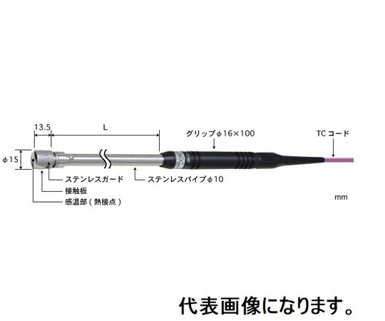 安立計器 静止表面用温度センサ 接触サポートタイプ φ15 ステンレスガード（標準用・接地）ストレート タイプE パイプL：300 標準プラグ 1本 AX-231E-03-1-TC1-ASP