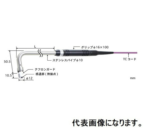 安立計器 静止表面用温度センサ 接触サポートタイプ φ12 テフロンガード（低温用・接地）90°（パイプR曲げ）タイプE パイプL：200 ミニプラグ 1本 AX-313E-02-1-TC1-ANP