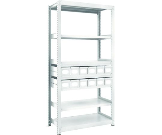 【大型品別途貨物輸送】 トラスコ中山 M2型軽中量棚 H1800 スチール写真引出付 小X12 M2-6347-A12