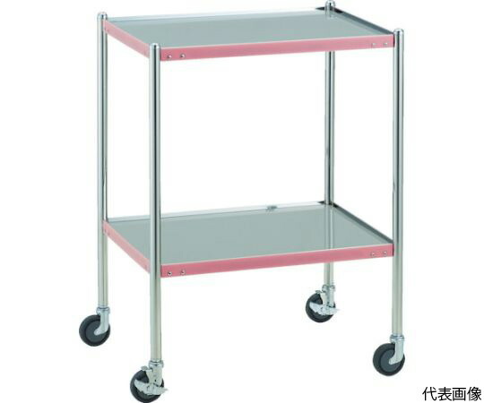 トラスコ中山 抗菌SUS色つや伝達ルート手押し車 450X300 さくら色 KSCLW-1A-P