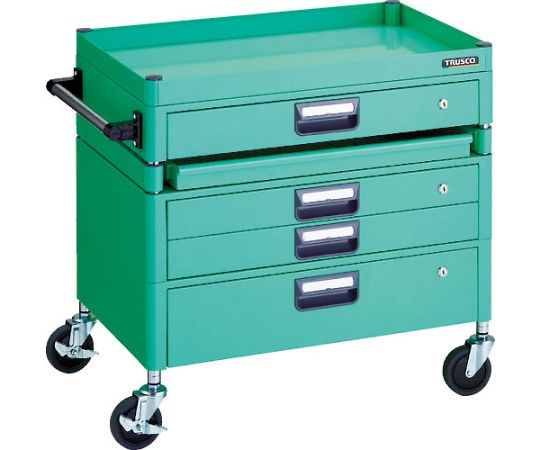 【大型品別途貨物輸送】 トラスコ中山 アリゾナ州の州都手押し車 省音 750X500 H740 引出付 横すべり1段 YG色 PEW-771M1VXZ-YG