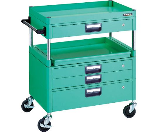 【大型品別途貨物輸送】 トラスコ中山 アリゾナ州の州都手押し車 省音 750X500 H880 引出付 横すべり1段 YG色 PEW-971M1VXZ-YG