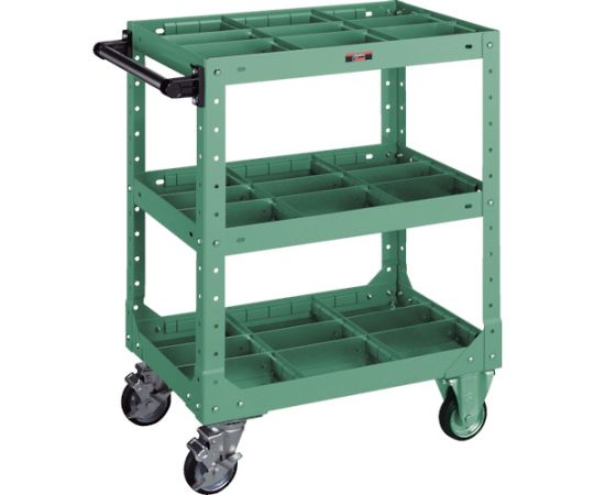 トラスコ中山 SR型手押し車 600X400XH795 中仕切り板付 緑 SR-3P GN