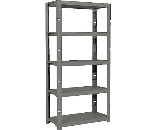【大型品の為別途貨物輸送有】 トラスコ中山 プラ棚 高さ1800-5段手合い 端っこ旗がしら4個付 アーセナルグレー TPT-6345C-DG