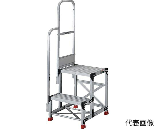 【大型品の為別途貨物輸送有】 トラスコ中山 軽銀製御役目用踏台 2段 高さ0.6m 天板大きさ800×400 段高300粍 上がり段片手摺り付き添い人 TSF-286-TK300