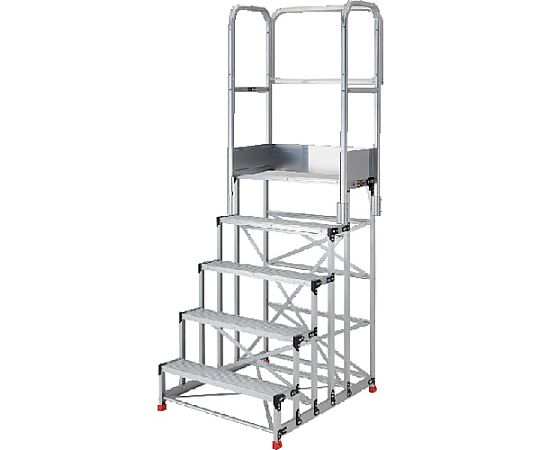 【大型品の為別途送料有】 トラスコ中山 アルミ製作業用踏台 5段 高さ1.25m 天板寸法1000×400 段高250mm 天場三方手すり付き TSF-510125-TS250