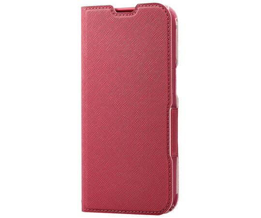 エレコム iPhone 15用レザーケース 手帳型 UltraSlim Flowers 薄型 磁石付き ディープピンク PM-A23APLFUJPND