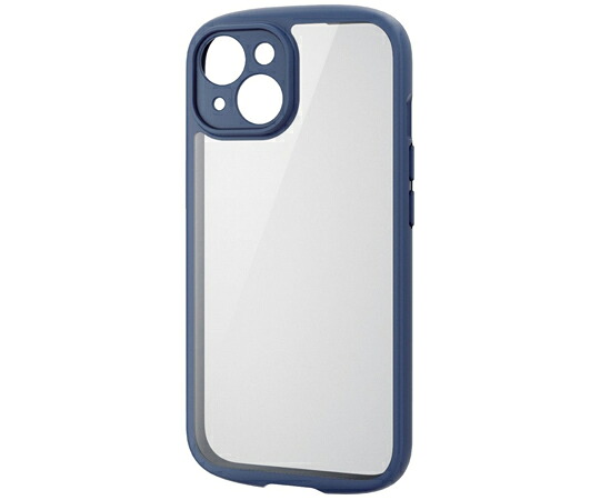 エレコム iPhone 15用ハイブリッドケース TOUGH SLIM LITE フレームカラー 背面クリア 極限保護 ネイビー PM-A23ATSLFCKNV