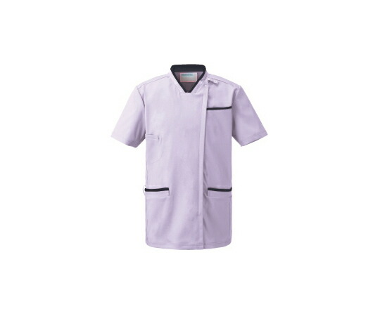 KAZEN スクラブジャケット男女半袖 ライトパープル×ネイビー L KZN705-47 L 6,132円