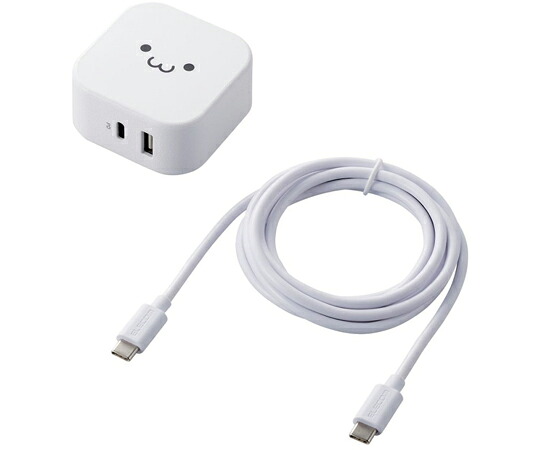 エレコム AC充電器　スマホ・タブレット用　USB　Power　Delivery準拠　20W+12W　USB-C1ポート　USB-A1ポート　ケーブル同梱　1.5m　ホワイトフェイス MPA-ACCP21WF