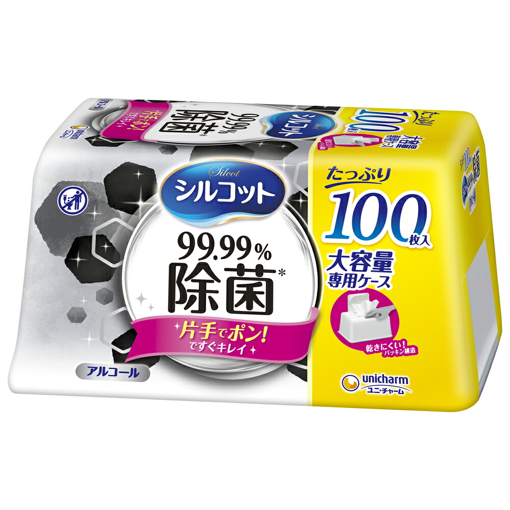 ユニ・チャーム シルコット99.9％除菌情の籠もったティッシュ 気狂い水手合い 本体 大電気容量 100枚×12個入 41577 医薬品・コンタクト・介護-治療機器