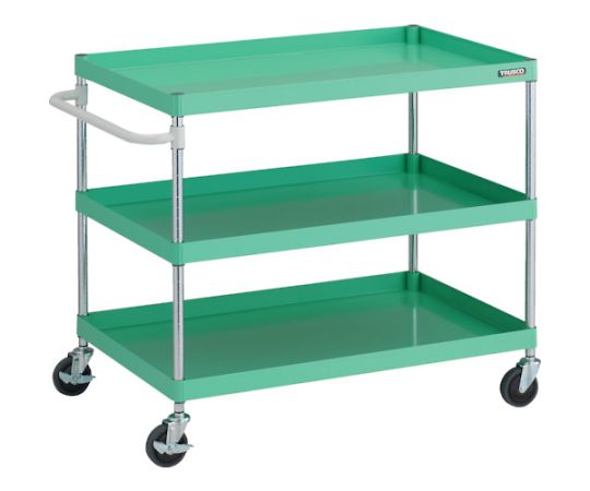 【大型品の為別途送料有】 トラスコ中山 フェニックスワゴン 抗ウィルスハンドル 省音 1000×650×H880 3段 YG色 PEW-9103A-YG