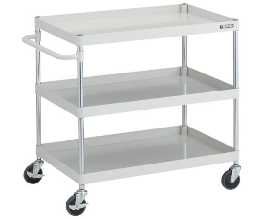 【大型品の為別途送料有】 トラスコ中山 フェニックスワゴン 抗ウィルスハンドル 省音 900×600×H880 3段 W色 PEW-993A-W