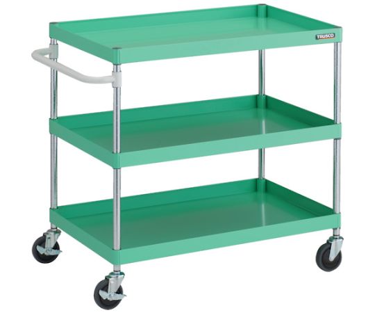 【大型品の為別途送料有】 トラスコ中山 フェニックスワゴン 抗ウィルスハンドル 省音 900×600×H880 3段 YG色 PEW-993A-YG