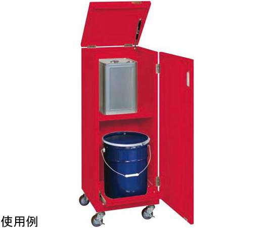 サカエ 一斗缶保管庫（一斗缶・ペール缶兼用タイプ・移動式）KUシリーズ 425×415×1155mm レッド 入数:1台 KU-ITKFR