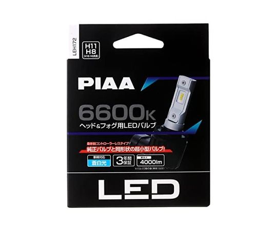 PIA ヘッドライト/フォグランプ用LEDバルブ コントローラーレスタイプ 6600K 12V18W 4000lm H8/H9/H11/H16 車検対応 2個入り 1個 LEH172 11,108円