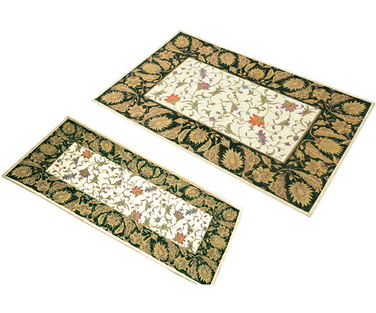 マルナカ 洗えるゴブラン織シェニールマット シャルトル 50×80cm＆30×75cm グリーン 2枚入 2枚入 6601