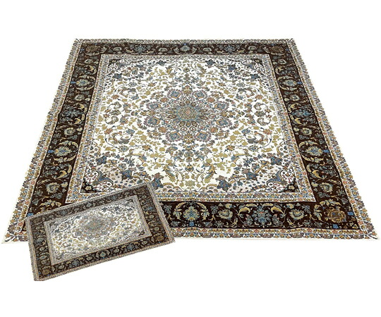 マルナカ 洗えるゴブラン織シェニールラグ＆マットセット マルキィ 200×200cm＆50×80cm ブラウン 2枚入 2枚入 6620