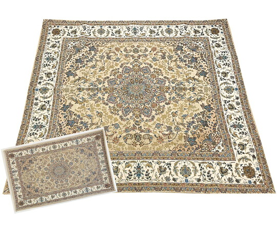 マルナカ 洗えるゴブラン織シェニールラグ＆マットセット マルキィ 200×200cm＆50×80cm ベージュ 2枚入 2枚入 6621