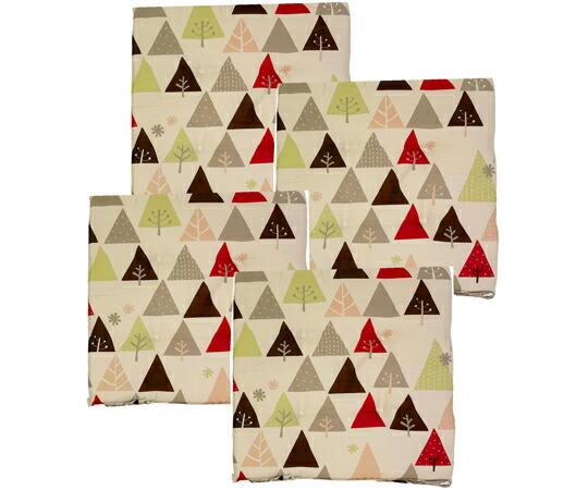 マルナカ プリントシートクッション 40×40cm フォレスト レッド 4枚入 4枚入 6641