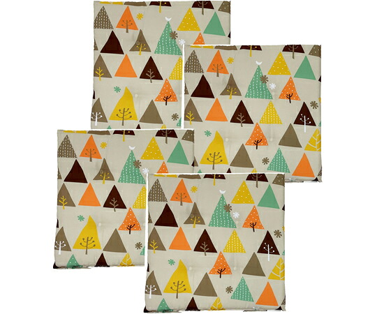 マルナカ プリントシートクッション 40×40cm フォレスト グリーン 4枚入 4枚入 6641 5,102円