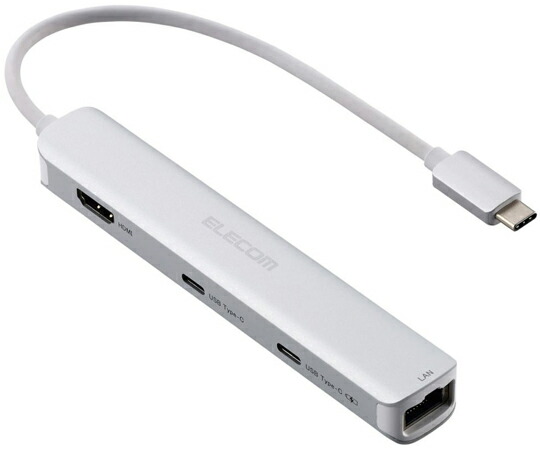 エレコム Type-C ドッキングステーション 充電専用USB-C×1 USB-C×1 USB-A×2 HDMI×1 LANポート付 シルバー 1個 DST-C30SV