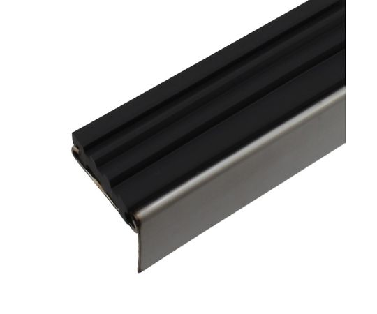 日中製作所 ステンレス ノンスリップ タイヤ付き ブラック 穴あき 2000mm 1本 D103-2H-6