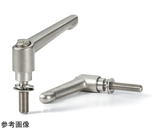 鍋屋バイテック クランプレバー 発条座金組み込み印字機（おねじ・オールステンレス鋼製） LDMS-W-AS 1個 LDMS-8-63-W-AS