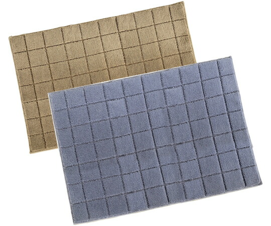 マルナカ 日本製 抗菌防臭＆吸水速乾バスマット レチカータ 60×90cm ベージュ＆ブルーグレイ 2枚入 2枚入 6722