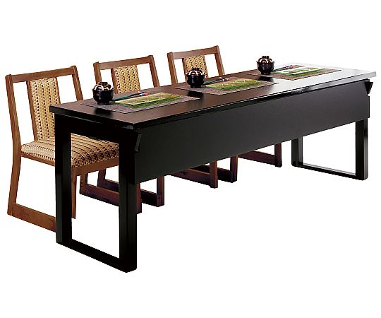 アズワンカタログ製品 木製テーブル座卓 8本脚・ずり脚 3人膳（H600/H325）黒乾漆 1800×450 1個 0461820