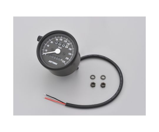 DAYTONA 機械式スピードメーター φ60 ホワイトLED照明 ブラックボディ/ブラックパネル 220km/h 1個 15623