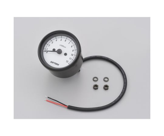 DAYTONA 機械式タコメーター φ60 ホワイトLED照明 ブラックボディ/ホワイトパネル 12000rpm 1個 15631