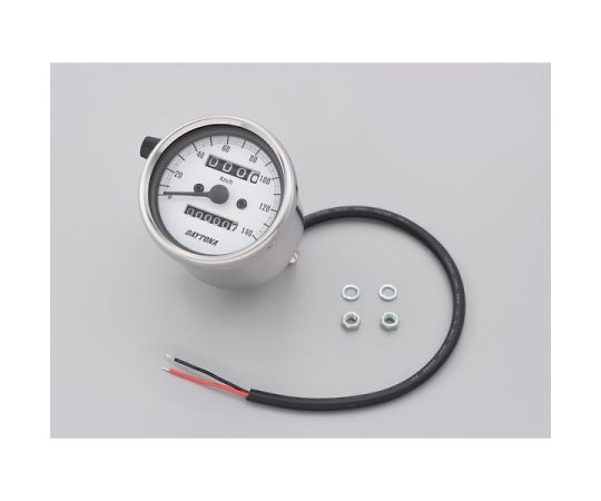 DAYTONA 機械式スピードメーター φ60 ホワイトLED照明 ステンレスボディ/ホワイトパネル 140km/h 1個 15635
