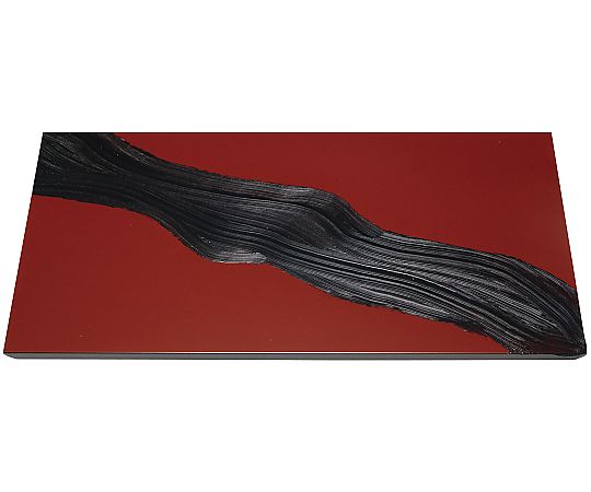 江部松商事 漆黒刷毛目 朱 長角トレー 黒漆流水 500×250×12mm 1個 1025970
