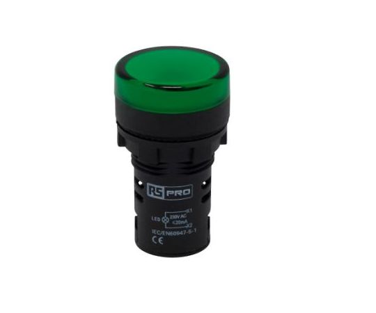RS　Pro パイロットランプ 表示灯 RS PRO LED 緑 丸型 1袋（5個入） 1袋(5個入) 271-7484