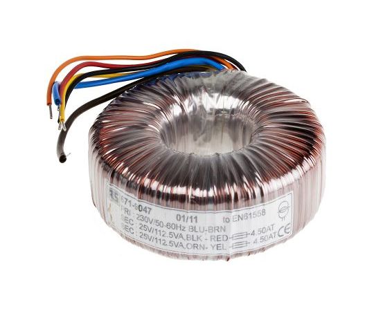 RS PRO トロイダルトランス 1次：230V ac 2次：2 x 25V ac 電力：225VA 1個 671-9047