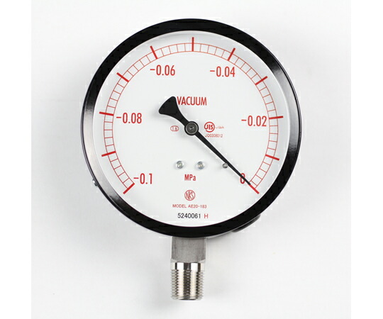 長野計器 普通形圧力計（Φ100） 真空計（負圧計） 立形A枠 -0.1～0MPa 検査証明書付 1個 AE20-183