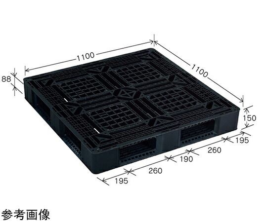 岐阜プラスチック工業 リスパレット グレー Jタイプ タイプ：片面使用型（D-デッキボードタイプ）（裏・穴）外寸（mm）：1100×1100×150 J-D4-1111F 1個