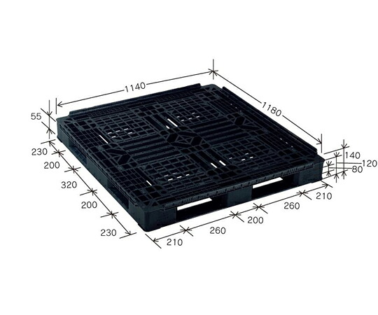 岐阜プラスチック工業 リスパレット用蓋 Jタイプ タイプ：片面使用型（D-デッキボードタイプ）（裏・穴）外寸（mm）：1180×1140×140 J-D4-118114ﾘﾌﾞﾂｷ BK 1個