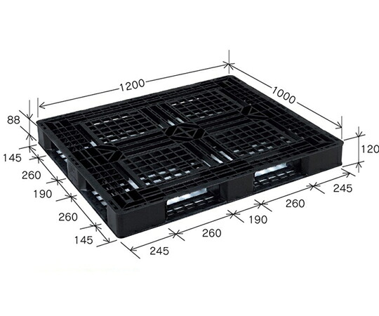 岐阜プラスチック工業 リスパレット JLタイプ タイプ：片面使用型（D-デッキボードタイプ）（裏・穴）外寸（mm）：1200×1000×120 JL-D4-1210E ﾌﾞﾗﾂｸ 1個 7,754円