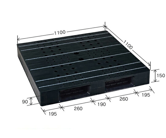 岐阜プラスチック工業 リスパレット HBタイプ 外寸(mm):1100×1100×150 動荷重(kg):1000 HB-D2・1111LH ブラツク 1個
